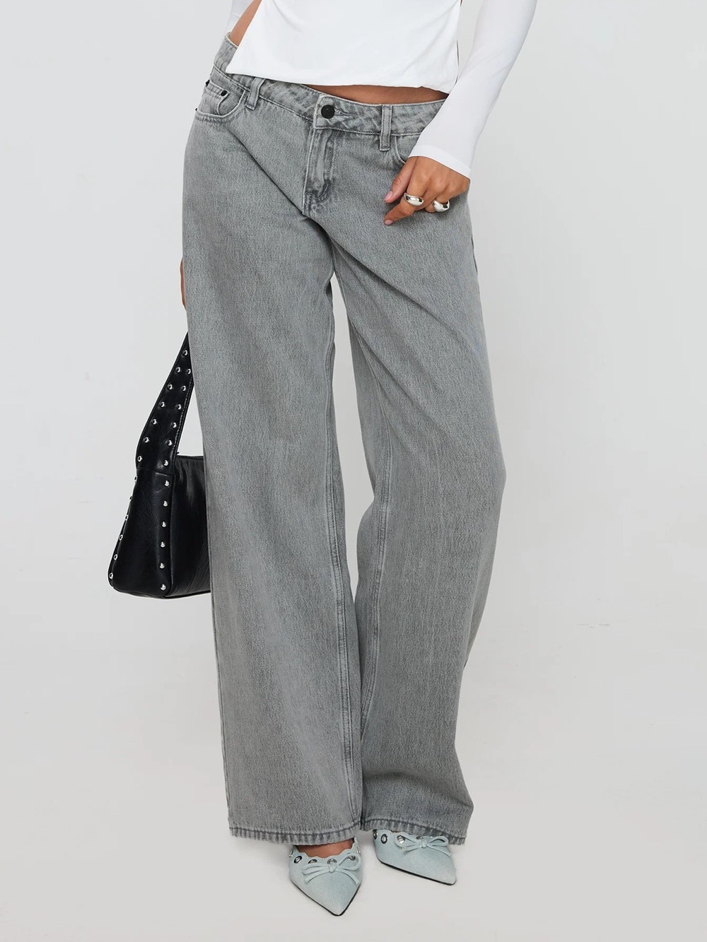 Princess Polly Gray Ellanor Low-Rise Slouch Denim Jeans